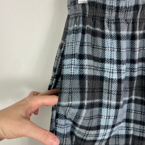 Tommy Hilfiger Blue Plaid Fleece Pyjama Pants Size Medium Pockets Pajama Bottoms - Picture 6 of 13